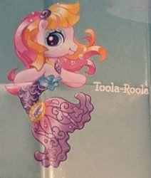 Size: 242x286 | Tagged: safe, imported from derpibooru, toola roola, earth pony, mermaid, merpony, pony, bangs, blue eyeshadow, eyeshadow, fish tail, g3.5, jewelry, low quality, lowres, makeup, mermaid tail, mermaidized, name tag, necklace, official, paintbrush, solo, species swap, tail