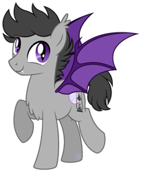 Size: 2219x2702 | Tagged: safe, artist:cayfie, imported from derpibooru, oc, oc only, bat pony, commission, cute, high res, male, ocbetes, raised hoof, simple background, solo, transparent background, vector