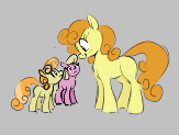 Size: 163x123 | Tagged: safe, carrot top, cherry berry, golden harvest, earth pony, pony, aggie.io, female, lowres, mare, simple background, smiling