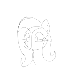 Size: 3200x3200 | Tagged: safe, artist:huodx, fluttershy, pony, female, mare, monochrome, simple background, sketch, smiling