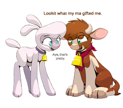 Size: 4320x3814 | Tagged: artist needed, safe, imported from twibooru, them's fightin' herds, arizona (tfh), bell, community related, image, png, pom (tfh), simple background, transparent background