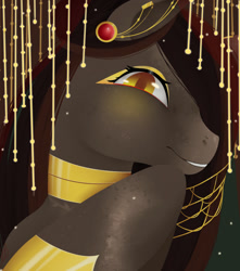 Size: 1134x1280 | Tagged: safe, artist:-mlady-, imported from ponybooru, oc, oc:zlata illusory, earth pony, pony, decoration, female, gold, jewelry, looking at you, mare, princess, solo, solo female, tall