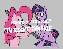 Size: 515x401 | Tagged: safe, pinkie pie, twilight sparkle, earth pony, pony, unicorn, aggie.io, angry, female, fight, frown, gritted teeth, mare, simple background, unicorn twilight