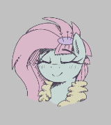 Size: 160x180 | Tagged: safe, artist:thebatfang, kerfuffle, pony, aggie.io, eyes closed, female, lowres, mare, simple background, smiling