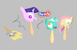 Size: 376x243 | Tagged: safe, derpy hooves, fluttershy, lyra heartstrings, twilight sparkle, pony, unicorn, aggie.io, female, food, ice cream, lowres, mare, popsicle, simple background, smiling