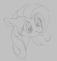 Size: 242x259 | Tagged: safe, artist:dotkwa, fluttershy, pony, aggie.io, female, lowres, mare, monochrome, simple background, smiling, tongue out