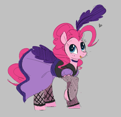 Size: 563x543 | Tagged: safe, artist:hattsy, pinkie pie, earth pony, pony, aggie.io, clothes, dress, female, heart eyes, looking up, mare, raised hoof, simple background, smiling, tongue out, wingding eyes