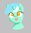 Size: 104x112 | Tagged: safe, artist:firecracker, lyra heartstrings, pony, unicorn, aggie.io, female, lowres, mare, open mouth, simple background, smiling