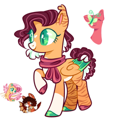 Size: 2100x2000 | Tagged: safe, artist:goldlines005, imported from derpibooru, fluttershy, oc, oc:tiger stripe, bat pony, pony, bat pony oc, bat wings, clothes, hoof polish, offspring, parent:fluttershy, parent:oc:tiger stripe, parents:canon x oc, raised hoof, scarf, simple background, transparent background, wings
