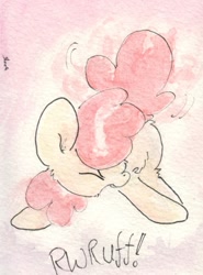 Size: 675x911 | Tagged: safe, artist:slightlyshade, imported from derpibooru, apple bloom, earth pony, pony, adorabloom, behaving like a dog, cute, female, filly, foal, solo, tail, tail wag, traditional art