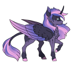 Size: 3392x2824 | Tagged: safe, artist:venommocity, imported from derpibooru, oc, oc only, alicorn, pony, alicorn oc, female, horn, magical lesbian spawn, mare, offspring, parent:princess luna, parent:twilight sparkle, parents:twiluna, simple background, solo, transparent background, wings