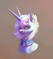 Size: 1900x2111 | Tagged: safe, artist:inarimayer, imported from derpibooru, oc, oc only, pony, unicorn, brown background, ear piercing, horn, peytral, piercing, simple background, solo, unicorn oc