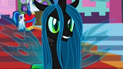 Size: 1280x720 | Tagged: safe, imported from derpibooru, screencap, queen chrysalis, shining armor, changeling, changeling queen, pony, unicorn, a canterlot wedding, season 2, duo, female, male, mind control, solo focus, stallion