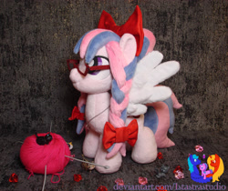 Size: 2746x2304 | Tagged: safe, artist:1stastrastudio, imported from derpibooru, oc, oc only, oc:cherry blossom, pegasus, pony, bow, braid, female, glasses, hair bow, irl, mare, photo, plushie, solo