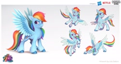 Size: 2048x1080 | Tagged: safe, artist:imalou, boulder media, imported from derpibooru, rainbow dash, pegasus, pony, behind the scenes, boulder media logo, concept art, g5, hasbro, hasbro logo, logo, my little pony: a new generation, my little pony: a new generation logo, netflix, netflix logo, solo