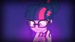 Size: 3410x1920 | Tagged: safe, imported from derpibooru, screencap, sci-twi, twilight sparkle, equestria girls, friendship games, female, glasses, high res, lip bite, magic capture device, solo, unleash the magic