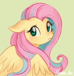 Size: 2009x2048 | Tagged: safe, artist:mn27, imported from derpibooru, fluttershy, pegasus, pony, cute, female, floppy ears, green background, high res, mare, shyabetes, simple background, solo