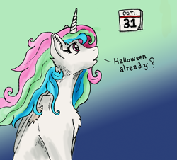 Size: 2835x2559 | Tagged: safe, artist:metalponyfan, imported from derpibooru, princess celestia, alicorn, pony, absurd file size, calendar, halloween, holiday, solo