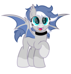 Size: 3000x3131 | Tagged: safe, artist:ponkus, imported from derpibooru, oc, oc only, oc:evening rain, bat pony, pony, choker, coat markings, facial markings, female, mare, raised hoof, simple background, snip (coat marking), socks (coat markings), solo, transparent background