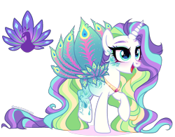 Size: 1674x1306 | Tagged: safe, artist:elementbases, artist:gihhbloonde, imported from derpibooru, rarity, oc, oc only, alicorn, pony, unicorn, adoptable, adoptable open, art pony, base used, blue mane, eyeshadow, facial markings, feathered wings, female, g3, g4, green eyes, green mane, jewelry, long mane, long tail, makeup, mare, markings, multicolored hair, multicolored mane, necklace, next generation, parent:peacock pony, parent:rarity, peacock feathers, peacock pony, purple mane, simple background, solo, tail, transparent background, white coat, wings