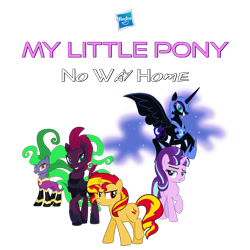 Size: 4096x4096 | Tagged: safe, imported from derpibooru, mane-iac, nightmare moon, starlight glimmer, sunset shimmer, tempest shadow, pony, equestria girls, simple background, spider-man: no way home, transparent background, vector