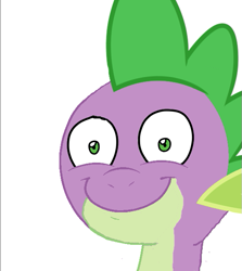 Size: 535x600 | Tagged: safe, artist:denchik, edit, editor:undeadponysoldier, imported from ponybooru, spike, dragon, adoracreepy, creepy, cute, faic, happy, male, meme face, recolor, smiling, smirk, solo, spikabetes