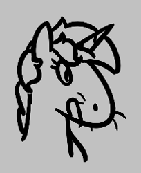 Size: 206x253 | Tagged: safe, lyra heartstrings, pony, unicorn, aggie.io, female, lowres, mare, monochrome, simple background, whiskers