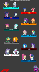 Size: 699x1271 | Tagged: safe, imported from derpibooru, adagio dazzle, aria blaze, bon bon, diamond tiara, dj pon-3, flash sentry, fluttershy, gloriosa daisy, lyra heartstrings, maud pie, rainbow dash, sci-twi, scootaloo, silver spoon, snails, sour sweet, sugarcoat, sunset shimmer, sweetie drops, twilight sparkle, vinyl scratch, equestria girls, alfa romeo, alpha tauri, alpine, aston martin, energy drink, female, ferrari, formula 1, haas, logos, male, mclaren, mercedes, rara coloratura, red bull, williams