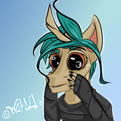 Size: 3096x3096 | Tagged: safe, artist:watashiao, imported from derpibooru, oc, oc:wata, anthro, unicorn, gradient background, male, simple background, solo