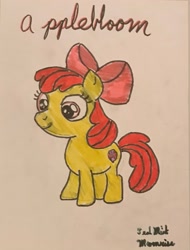 Size: 1559x2054 | Tagged: safe, artist:mlpfantealmintmoonrise, imported from derpibooru, apple bloom, earth pony, coloring, drawing, female, filly, foal, photo, signature, traditional art