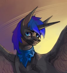Size: 1987x2160 | Tagged: safe, artist:inarimayer, imported from derpibooru, oc, oc only, alicorn, pony, alicorn oc, bust, horn, male, solo, stallion, wings