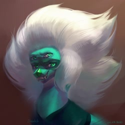 Size: 2160x2160 | Tagged: safe, artist:inarimayer, imported from derpibooru, earth pony, pony, bust, clothes, female, frown, malachite (steven universe), multiple eyes, ponified, solo, steven universe