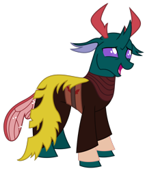 Size: 1572x1853 | Tagged: safe, artist:sketchmcreations, imported from derpibooru, pharynx, changedling, changeling, batreaux, cape, clothes, male, open mouth, open smile, prince pharynx, robe, simple background, smiling, solo, the legend of zelda, the legend of zelda: skyward sword, transparent background, vector