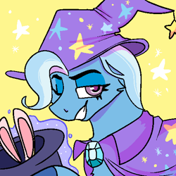 Size: 512x512 | Tagged: safe, artist:npcdrawsthings, imported from derpibooru, trixie, rabbit, animal, hat