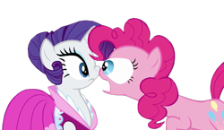 Size: 617x357 | Tagged: safe, artist:twilyisbestpone, edit, edited screencap, imported from derpibooru, screencap, pinkie pie, rarity, earth pony, pony, unicorn, season 3, too many pinkie pies, background removed, boop, eye bulging, noseboop, not a vector, simple background, transparent background