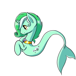 Size: 500x500 | Tagged: safe, artist:rinkunokoisuru, imported from derpibooru, oc, oc only, merpony, unicorn, fish tail, flowing tail, green mane, horn, jewelry, male, necklace, seaponified, seashell, simple background, smiling, solo, species swap, stallion, tail, transparent background, yellow eyes