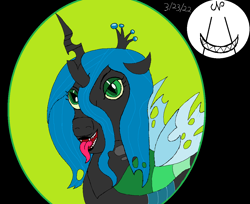 Size: 1186x968 | Tagged: safe, artist:nzovjune, imported from derpibooru, queen chrysalis, changeling, digital art, fanart, simple background, tongue out