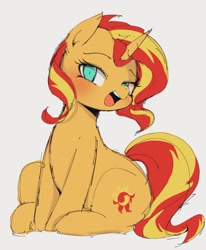 Size: 1014x1231 | Tagged: safe, artist:manachaaaaaaaa, imported from derpibooru, sunset shimmer, pony, unicorn, equestria girls, blushing, female, looking at you, mare, solo