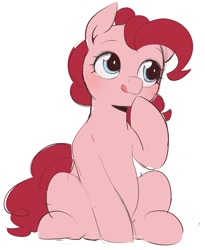 Size: 969x1184 | Tagged: safe, artist:manachaaaaaaaa, imported from derpibooru, pinkie pie, earth pony, pony, blushing, cute, diapinkes, female, mare, simple background, solo, white background