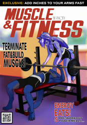 Size: 1399x2000 | Tagged: safe, imported from derpibooru, oc, anthro, dragon, pegasus, cover, cover art, fitness, gym, magazine, magazine cover