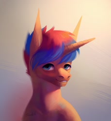 Size: 1980x2160 | Tagged: safe, artist:inarimayer, imported from derpibooru, oc, oc only, pony, unicorn, horn, male, smiling, solo, stallion, unicorn oc