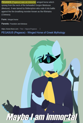 Size: 1119x1662 | Tagged: safe, artist:samsailz, imported from derpibooru, oc, oc:sailz, anthro, cyborg, cyborg pony, pegasus, amputee, artificial wings, augmented, clothes, immortality, meme, neckerchief, no mouth, prosthetic limb, prosthetic wing, prosthetics, robotic arm, solo, sweater, turtleneck, visor, wings