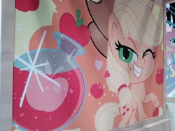 Size: 1600x1200 | Tagged: safe, imported from derpibooru, applejack, earth pony, pony, my little pony: pony life, cafe, g4.5, kumoya, one eye closed, poster, potion, singapore, wink