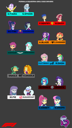 Size: 2160x3840 | Tagged: safe, imported from derpibooru, adagio dazzle, aria blaze, bon bon, coloratura, diamond tiara, dj pon-3, flash sentry, fluttershy, gloriosa daisy, lyra heartstrings, maud pie, rainbow dash, sci-twi, scootaloo, silver spoon, snails, sour sweet, sugarcoat, sunset shimmer, sweetie drops, twilight sparkle, vinyl scratch, human, equestria girls, alfa romeo, alpha tauri, alpine, aston martin, energy drink, female, ferrari, formula 1, gray background, haas, logo, male, man, mclaren, mercedes-benz, red bull, simple background, williams