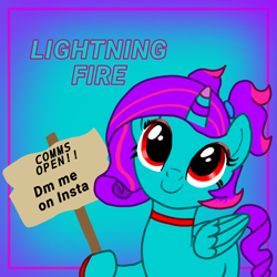 Size: 1080x1080 | Tagged: safe, imported from derpibooru, oc, oc:maconha turquesa, pony, commission, instagram, name, selling, sign