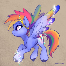 Size: 2048x2048 | Tagged: safe, artist:pfeffaroo, imported from derpibooru, rainbow dash, zipp storm, pegasus, pony, g5, g5 concept leaks, solo, transformation