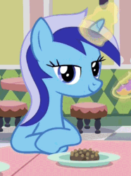 Size: 520x700 | Tagged: safe, imported from derpibooru, screencap, minuette, pony, unicorn, amending fences, bedroom eyes, gif, non-animated gif, solo