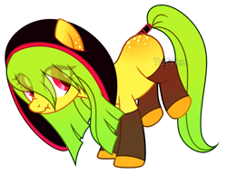 Size: 2787x2152 | Tagged: safe, artist:toffeelavender, imported from derpibooru, oc, oc only, earth pony, pony, base used, earth pony oc, eye clipping through hair, eyelashes, female, hood, mare, scrunchy face, simple background, tail, tail wrap, transparent background