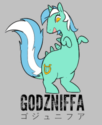 Size: 350x428 | Tagged: safe, lyra heartstrings, pony, unicorn, aggie.io, female, godzilla, mare, open mouth, simple background, smiling