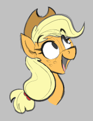 Size: 229x298 | Tagged: safe, applejack, earth pony, pony, aggie.io, female, hat, lowres, mare, open mouth, simple background, smiling